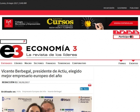 Vicente Berbegal, presidente de Actiu, elegido mejor empresario europeo del ao