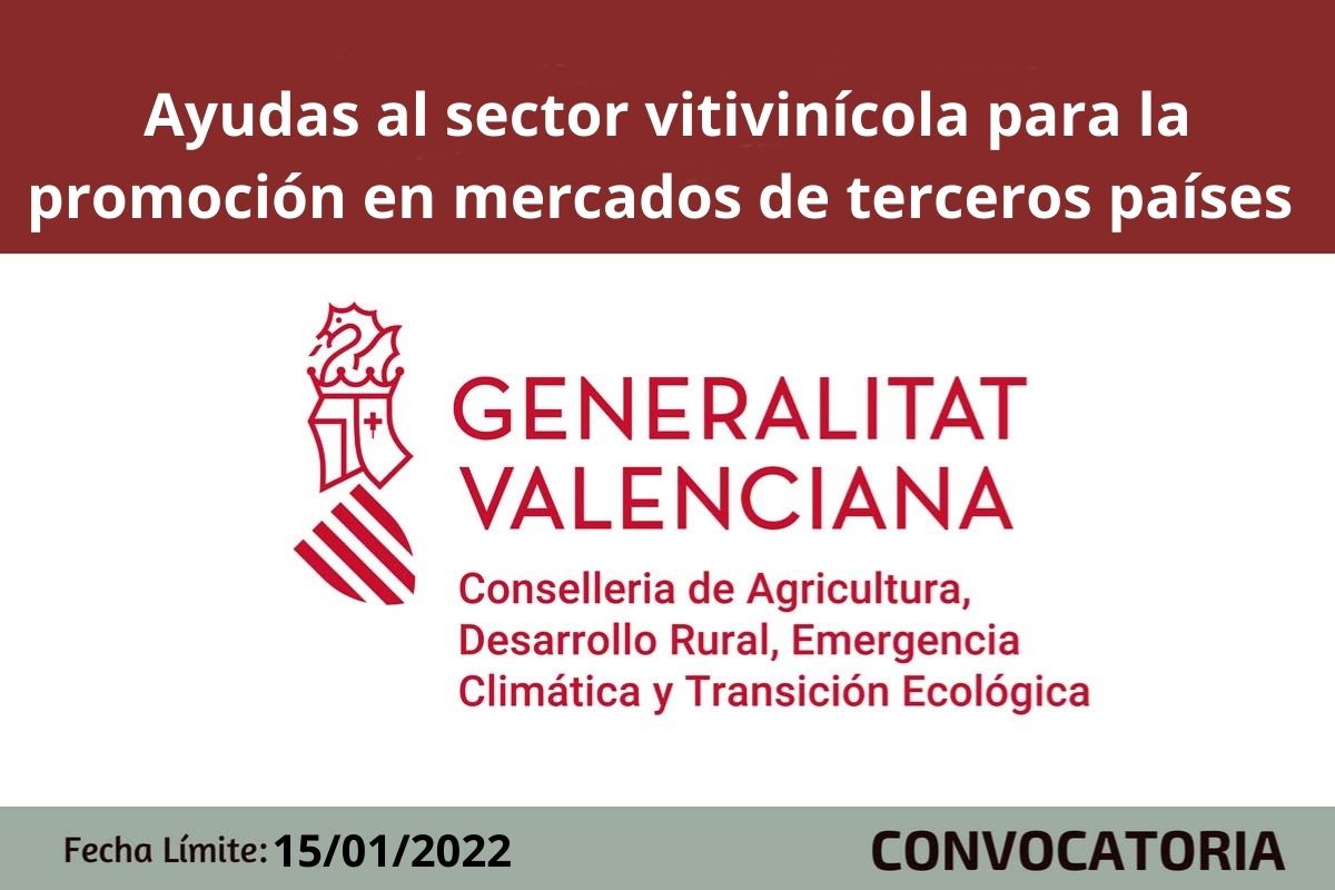 Ayudas al sector vitivinícola de la Comunitat Valenciana para la promoción en mercados de terceros países