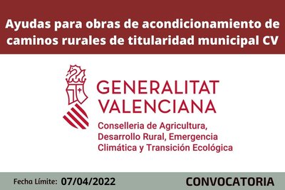 Bases reguladoras solicitud de ayudas a caminos rurales de la Comunitat Valenciana