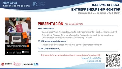 Presentacin Informe GEM actividad emprendedora Comunidad Valenciana 23-24