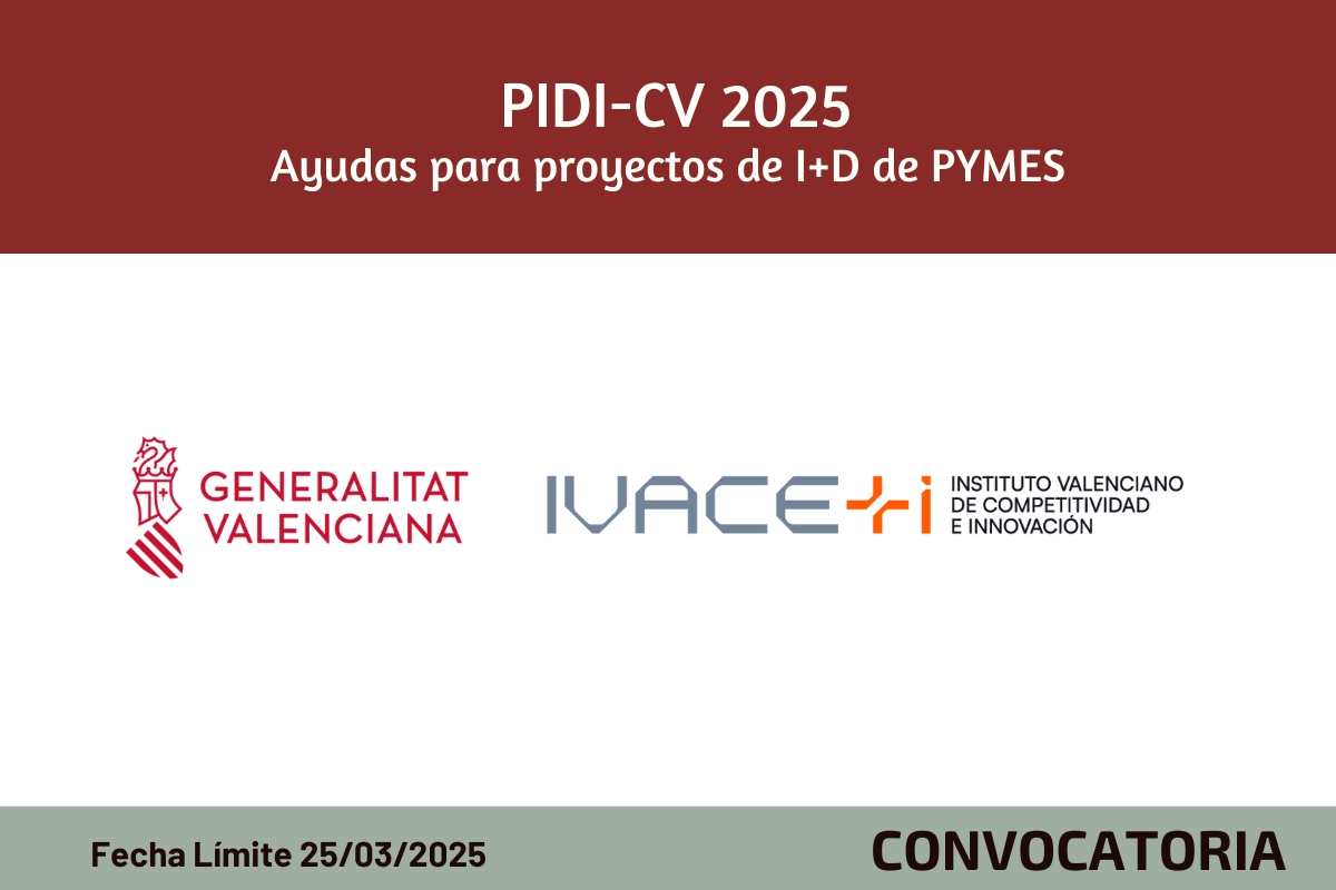 PIDI-CV 2025: Ayudas para la realizacin de proyectos de I+D en las pymes