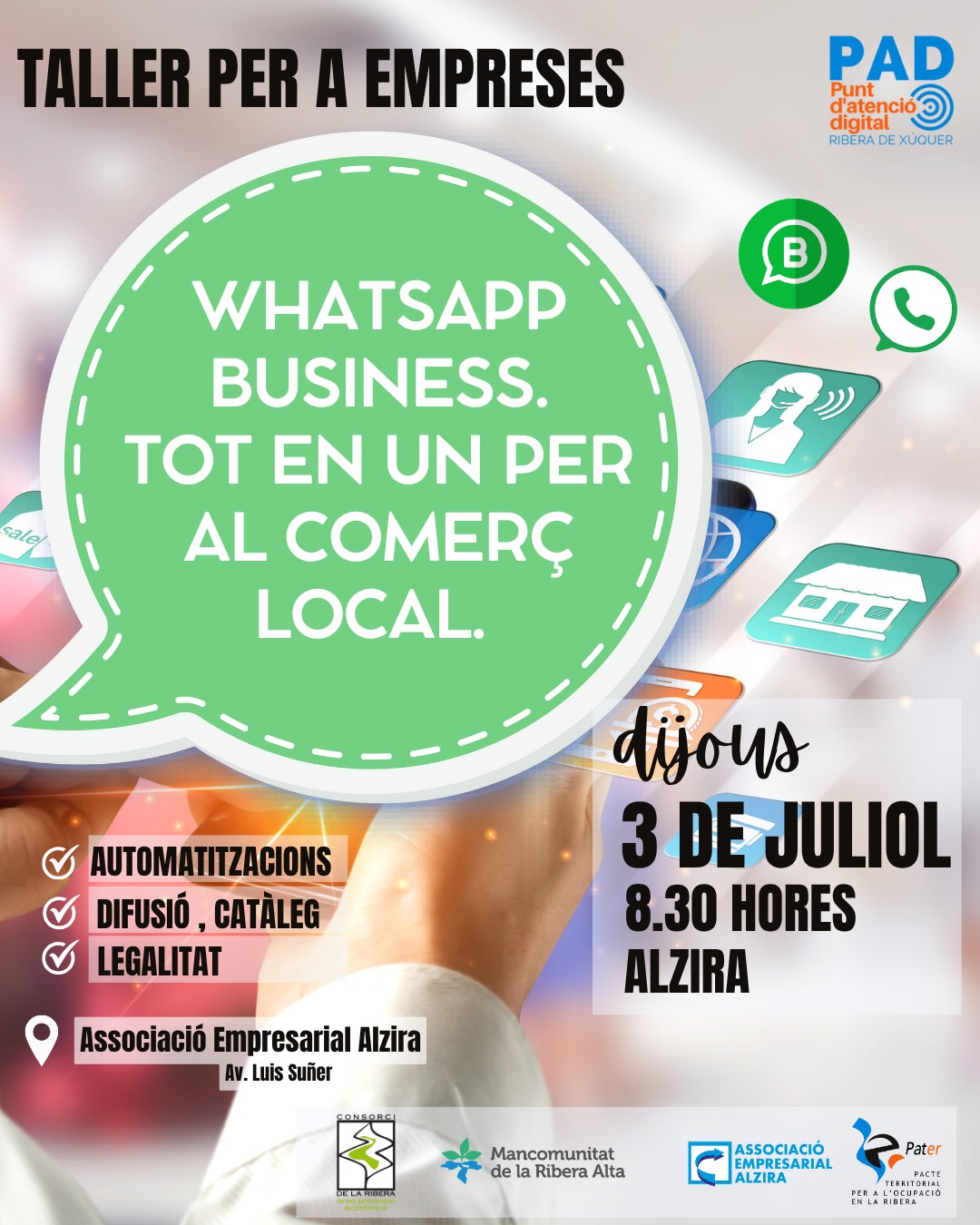 Taller WhatsApp Business, tot en un per al comerç local. Alzira