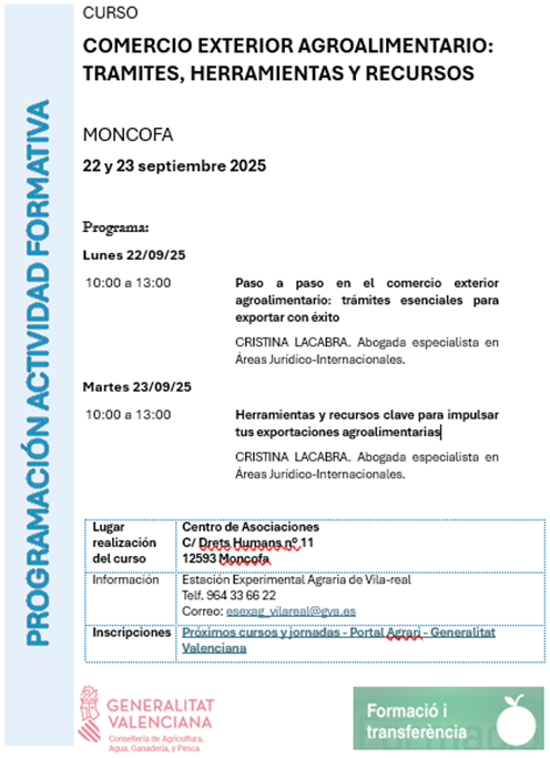Comercio Exterior Agroalimentario en Moncofa (Castellón)