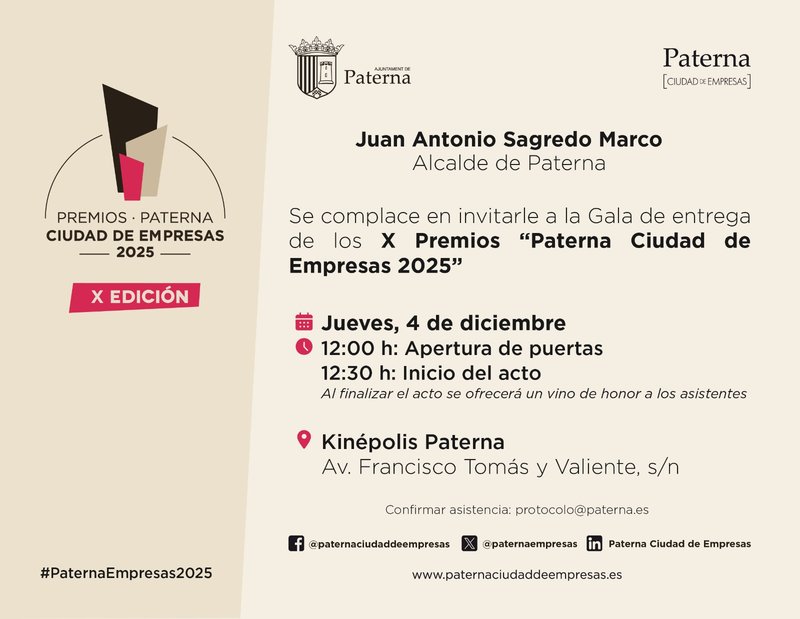 X Edición "Premios Paterna Ciudad de Empresas"