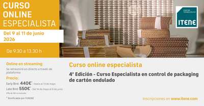 4� Edici�n � Curso online Especialista en Control de Packaging de Cart�n Ondulado � Del 9 al 11 de junio 2026