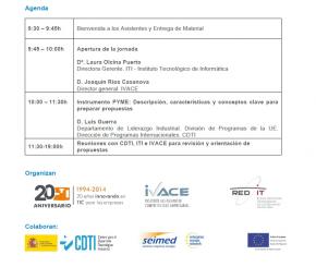 Programa del Infoday Regional H2020 Instrumento PYME: Cmo preparar propuestas de xito