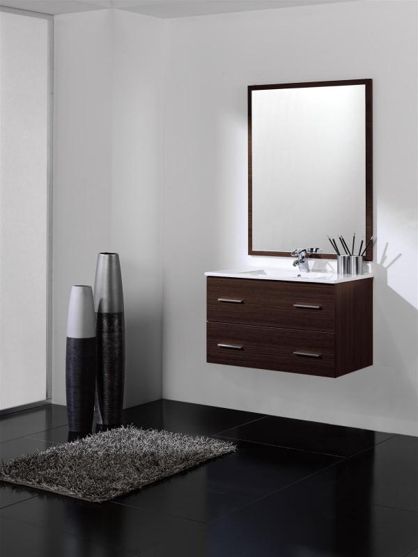 Mueble de baño wengue - 2 cajones - Suspendido. Incluye Lavabo