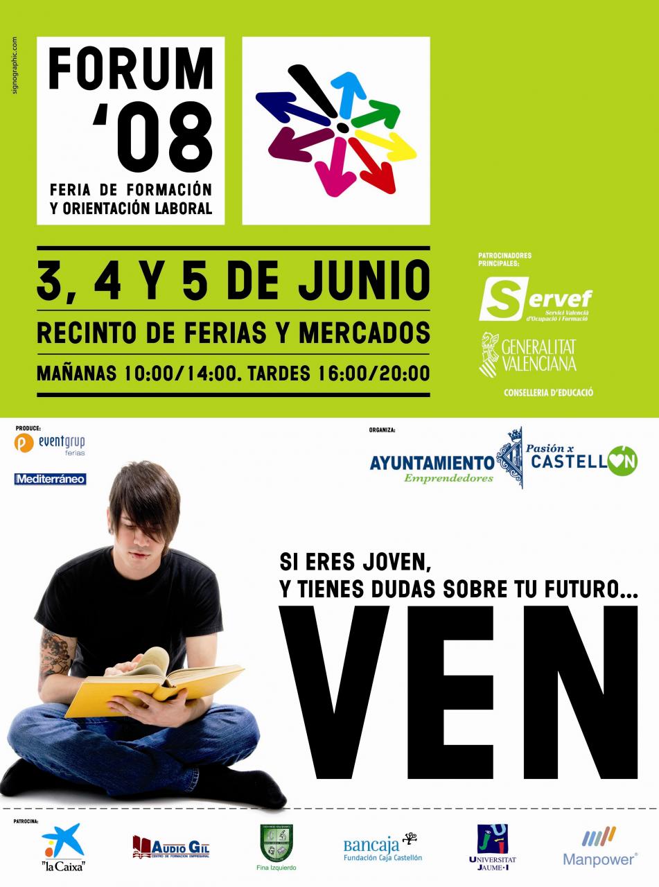 Cartel Feria Forum 08 Formaci�n y Orientaci�n Laboral Castell�n